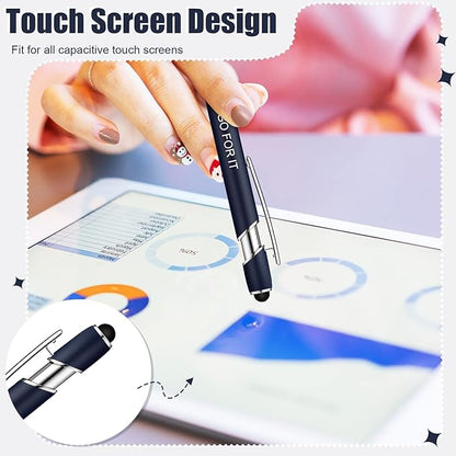 Zonon 12 Pieces Inspirational Pens Bulk Easter Basket Stuffers Motivational Quotes Ballpoint Pens with Stylus Tip Inspirational Gifts for School Office Teachers(Navy,Motivational Style)