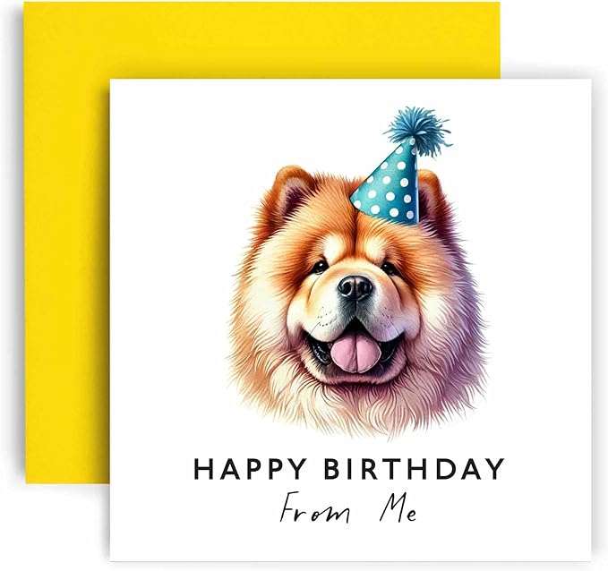 Huxters Birthday Card from the Dog – Chow Chow - Happy Birthday to Dog Mum and Dog Dad – Birthday Card from the Dog to Friends Family First Birthday (Chow Chow)