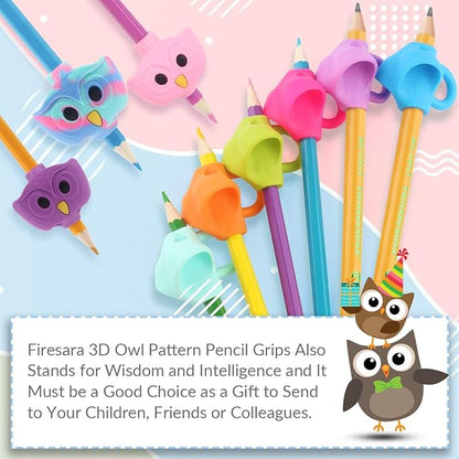 Firesara Training Grips, Original Owl Training Grips Three Fingers Fixed Pencil Correction Grips for Kids Handwriting Posture Correction Children Adults Special Needs for Lefties or Righties (6PCS)