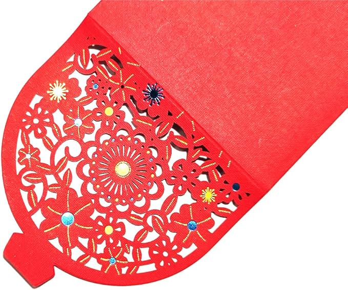 OneWayTech "囍" Word Red Envelopes Lucky Money Pockets "Hong Bao" for Wedding Engagement Ceremony Bride and Bridegroom Gift 10 Pcs (hollow flowers)