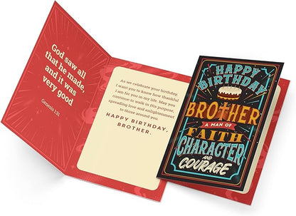 Prime Greetings Religious Birthday Card For Brother, Made in America, Eco-Friendly, Thick Card Stock with Premium Envelope 5in x 7.75in, Packaged in Protective Mailer