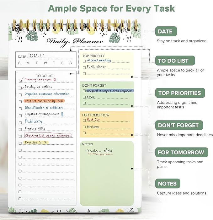 To Do List Notepad, To Do List Notebook for Work with 52 Undated Sheets, Daily To Do List Planner, Checklist Organizer Notebook for Office, Home and School- Fruity