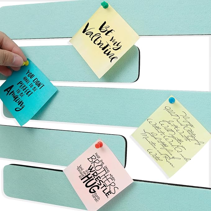 Felt Pin Board Bar Strips Bulletin Board for Bedrooms Offices Home Wall Decoration, Notice Board Self Adhesive Cork Board with 35 Push Pins for Paste Notes, Photos, Schedules (Light Blue)