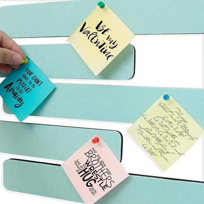 Felt Pin Board Bar Strips Bulletin Board for Bedrooms Offices Home Wall Decoration, Notice Board Self Adhesive Cork Board with 35 Push Pins for Paste Notes, Photos, Schedules (Light Blue)