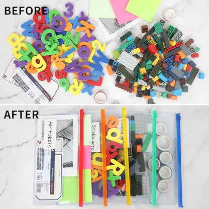 EOOUT 32pcs Poly Zip Envelope, Reusable Envelopes, Pencil Case Bulk, Bill Bag, 9'' x 4.7'', A6 Size, 10 Colors, for Cash School and Office Supplies