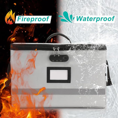 File Box with Lock, Portable Document Organizer Box with Handle, Fireproof File Box for Home Office, Legal File Organizer Storage