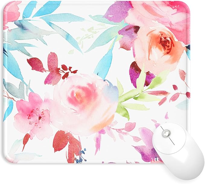 eulps Mouse Pad with Stitched Edge, Multiple Patterns Computer Mouse Pads with Non-Slip Rubber Base, Washable Cloth Mousepad, for Gaming, Laptop, PC (Pastel Bloom)