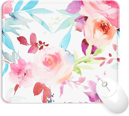 eulps Mouse Pad with Stitched Edge, Multiple Patterns Computer Mouse Pads with Non-Slip Rubber Base, Washable Cloth Mousepad, for Gaming, Laptop, PC (Pastel Bloom)