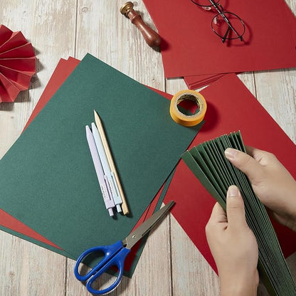 30 sheets Cardstock Paper 8 1/2 x 11 Inches for Crafts and Invitations (Christmas Green Red)
