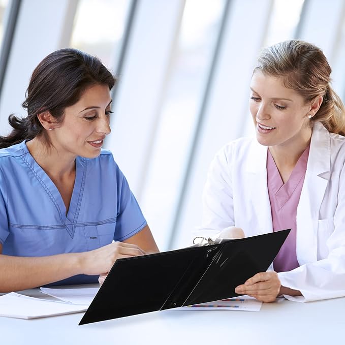 10 Packs 3 Inch Binders 3 Ring Heavy Duty Black Round Rings Bulk 11.6" x 10.4" Presentation Folder View Binder with Pockets Binder for School Office Home Gifts Favors Supplies