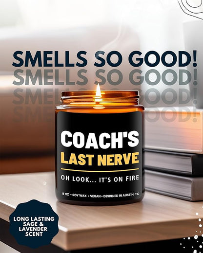 Funny Coach Candle, Coach Gifts for Women & Men, Appreciation Gifts for Coaches, Sports Themed Gift, Coach's Last Nerve, Soccer, Baseball, Volleyball, Basketball, Soccer, Hockey, Christmas, Birthday