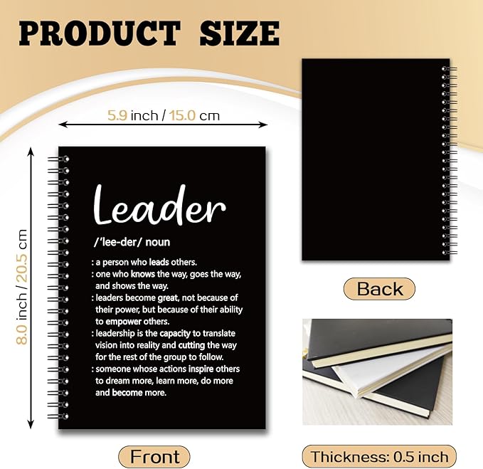 YAZMEEN Leader Blank Spiral Notebook（160 Pages） Leader Definition Hardcover Sketchbook Leadership Gift Thank You Gift for Women Men Leader Boss Funny Notebook Birthday Gift for Leader Mentor Manager