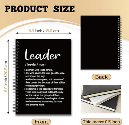 YAZMEEN Leader Blank Spiral Notebook（160 Pages） Leader Definition Hardcover Sketchbook Leadership Gift Thank You Gift for Women Men Leader Boss Funny Notebook Birthday Gift for Leader Mentor Manager