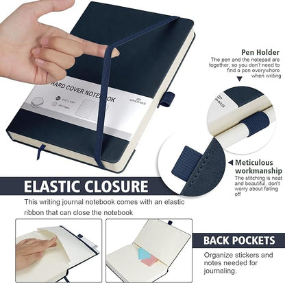 Lined Journal Notebook, 360 Numbered Pages(With page number), Thick Journal for Writing B5 College Ruled Notebook, 100gsm Lined Paper, Leather Hardcover, 9.8'' X 6.9''-Denim Blue