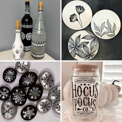 SFAIH Black Paint Markers Paint Pens - 4 Pack 2-3MM Medium Tip Acrylic Markers for Rock Painting, Wood, Metal, Fabric, Plastic, Canvas, Glass, Ceramic, Diy Crafts, Drawing, Tire