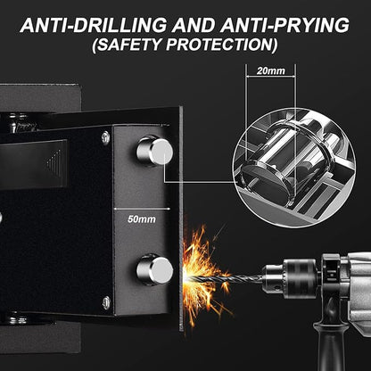 Tenamic Fireproof Safe Box 0.4 Cuft Electronic Digital Security Box, Keypad Small Lock Box Cabinet Safes with Internal Light, Solid Alloy Steel Office Hotel Home Mini Safe with 2 Passwords, Black