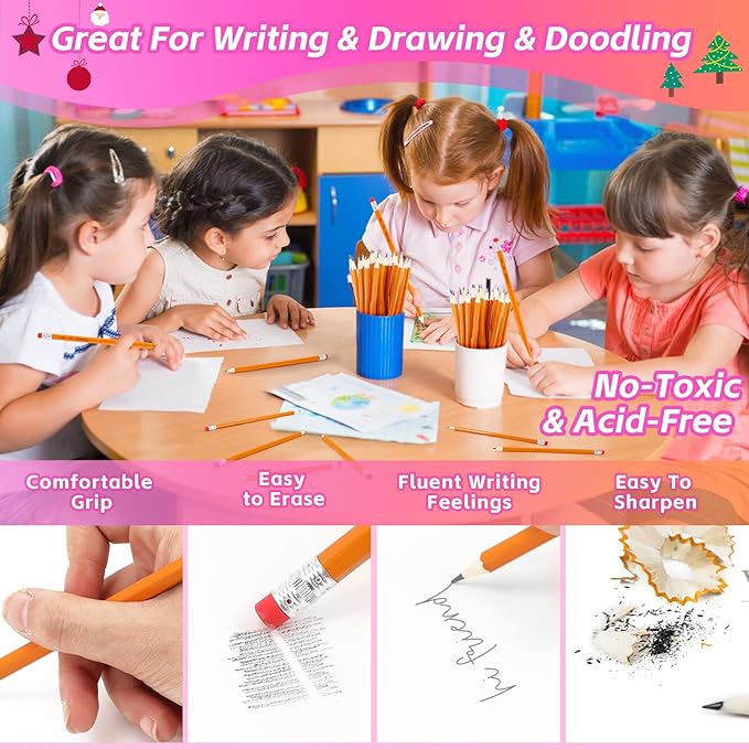 Easter Basket Stuffers, 50 Pack #2 Pencils, No 2 Pencils with Erasers, Bulk Graphite Pencils for School Teacher Accessories, Yellow Sharpened Pencils for Kids Students, HB Pencils for Birthday Gifts