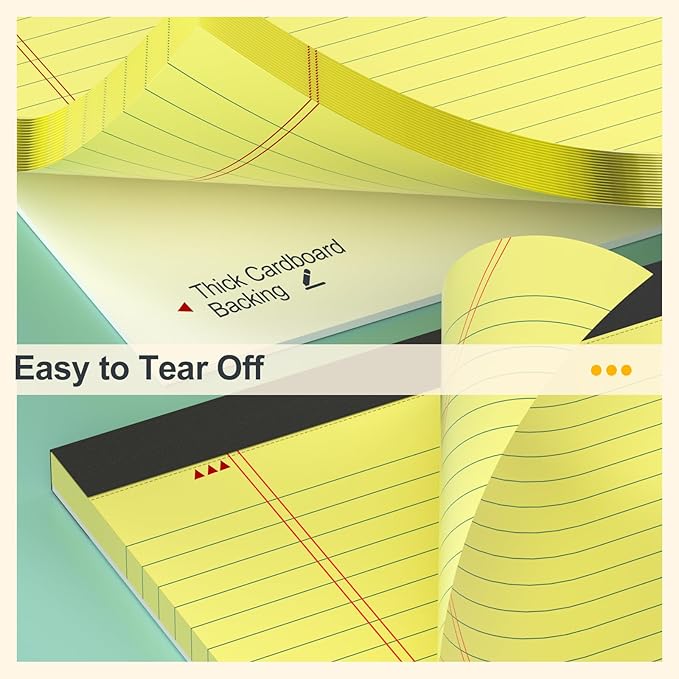 Yellow Note Pads 8.5 x 11 Legal Pads, 4 Pack Yellow Pads of Paper Tablets 8 1/2 x 11 Legal Notepads, Thickness Quality 30 Sheets per Yellow Pad 8.5 x 11 College Ruled Note Pads for Homework, Business