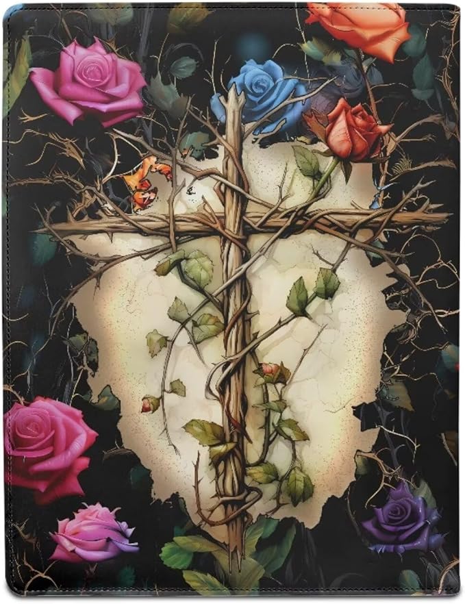 Cross Rose PU Leather Padfolio Clipboard Clip Business Resume Portfolio A4 Folder Interview Legal Document Organizer Business Card Holder Letter