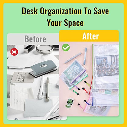 EOOUT 14pcs Zipper Pouches for Organizing, Mesh Zipper Pouch Bags, 8 Sizes 14 Colors Waterproof Mesh Bags with Zipper, for Travel Storage, School Supplies, Office Appliances and Home Organize