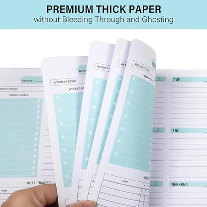 Weekly Planner with Habit Tracker Undated 52 Weeks To Do List Notebook Teacher Academic Weekly Planner Notebook for Weekly Goals Work Planner, 5.8" x 8" - Blue