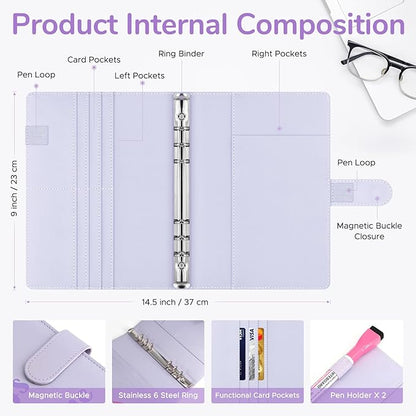 100 Envelopes Challenge Binder, A5 Money Saving Budget Binder with Upgraded Cash Envelopes & Pen, Budget Savings Challenge Book to Save $5,050, 3 Reusable Laminated Saving Challenge Tracker Included