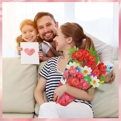 3D Pop Up Magnolia Flower Bouquet Card - Musical Birthday Card with LED Lights, Mother’s Day, Anniversary, Graduation, Thank You & Congratulations Gift for Women, Men, Friends, Family