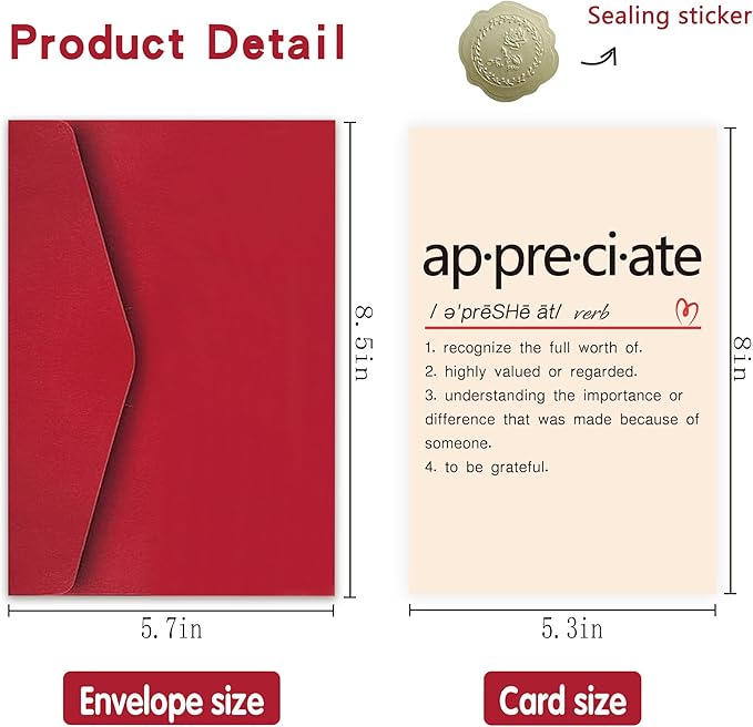 Cute Appreciate Definition Card, Funny Thank You Card for Him Her, Lovely Thankful Greeting Card for Teacher Boss