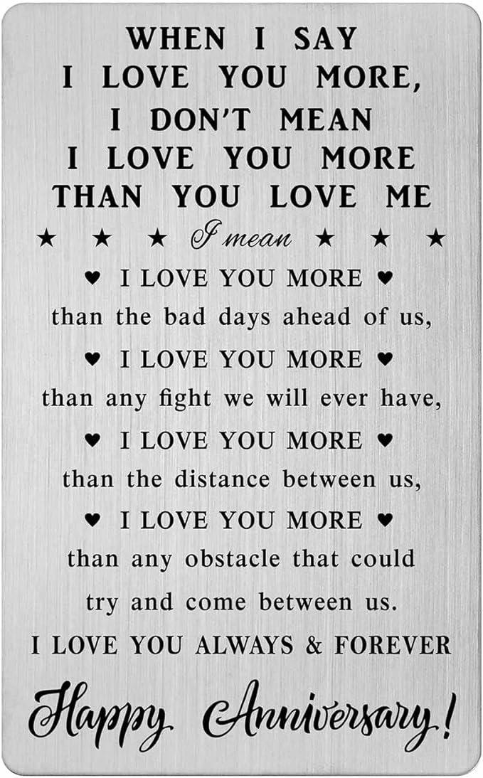 Happy Anniversary Card Gifts for Him Her, Romantic Engraved Wallet Card Gifts for Wedding Anniversary