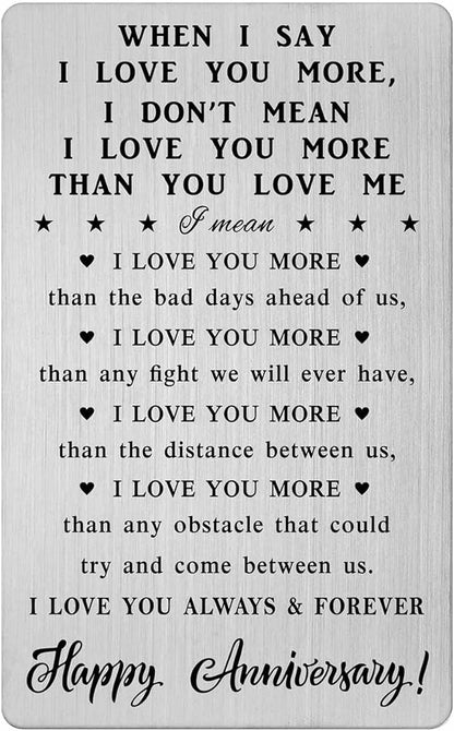 Happy Anniversary Card Gifts for Him Her, Romantic Engraved Wallet Card Gifts for Wedding Anniversary