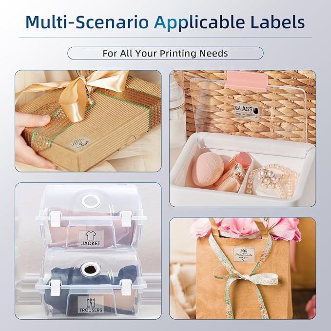 Phomemo Transparent Thermal Labels for M110/M120/M220/M150/M250 Label Maker, Self-Adhesive Thermal Label 1.57"x1.18"(40x30mm), 230 Labels/Roll, for Barcode, Address, Bussiness and Home Use, Sliver