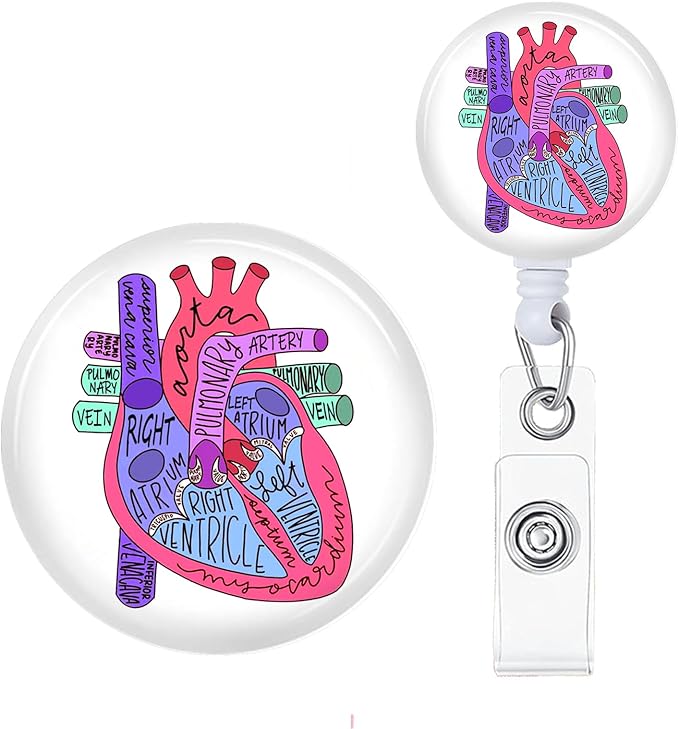 Heart Badge Reels Holder Retractable with ID Clip for Nurse Name Tag Card Nursing for Doctor Teacher Student Employee Office Medical Work