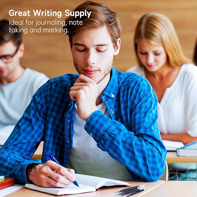 Retractable Gel Pen Refills, Shuttle Art 60 Pack Blue Rollerball Gel Ink Pens Refills, Bulk Set, 0.7mm Fine Point for Writing Journaling Taking Notes School Office Home