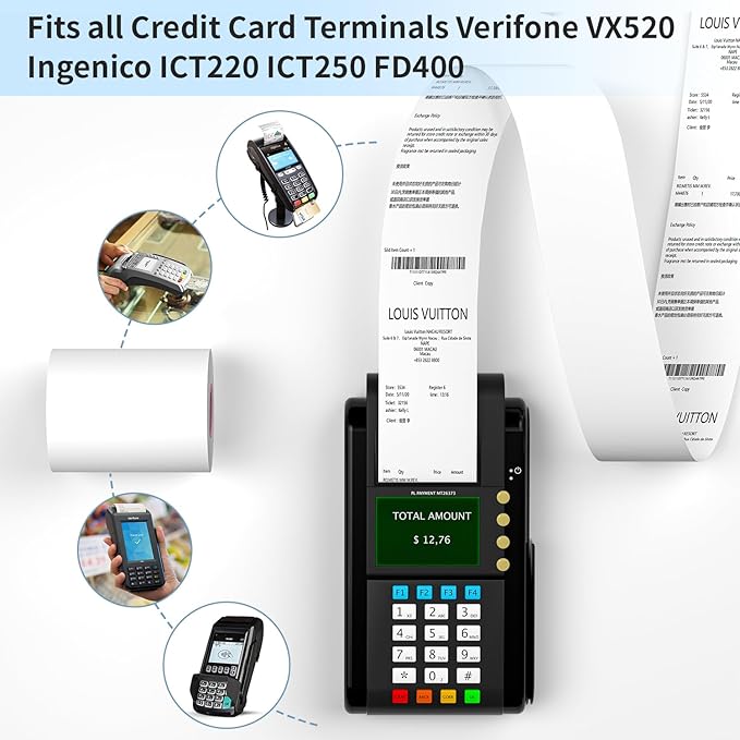 10 Rolls 2 1/4" x 85' Thermal Paper Cash Register POS Receipt Paper Fits for Most Credit Card Terminals