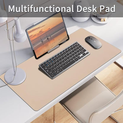 Bloss Leather Desk Mat, Mouse Pad, Waterproof Small Desk Pad, Desk Matt for Desktop, Non-Slip Desk Pad Mat for Office Work/Home - Beige (27.6 x 13.8 Inches)