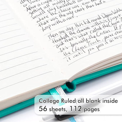 feela 15 Pack Pocket Small Notebooks Bulk, Mini Cute Memo Notepads Hardcover College Ruled Lined Journals with Pen Holder for Women Girls Office School, with 15 Black Pens, 3.5”x 5.5”, A6, Aqua