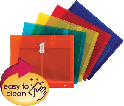 Smead Poly Project Envelope, 1-1/4" Expansion, String-Tie Closure, Side Load, Letter Size, 5 per Pack (89519)