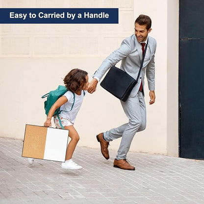 TSJ OFFICE Small Whiteboard Cork-Board - 12" X 16" Portable Aluminum Black Framed Magnetic Dry Erase Board for Wall, Small Bulletin Cork Board with Holder for Office, Home and School