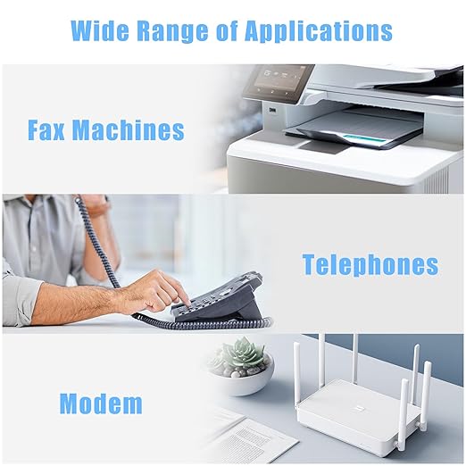 RJ11 6P4C Phone Extension Cord, 1 Pack 26 Feet(8M) Phone Cord for Landline, Black Telephone Line Cord, RJ11 Extension Cable with Fax/Modem for Office or Home