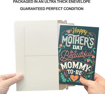 Prime Greetings Mom To Be Mother's Day Card, Made in America, Eco-Friendly, Thick Card Stock with Premium Envelope 5in x 7.75in, Packaged in Protective Mailer
