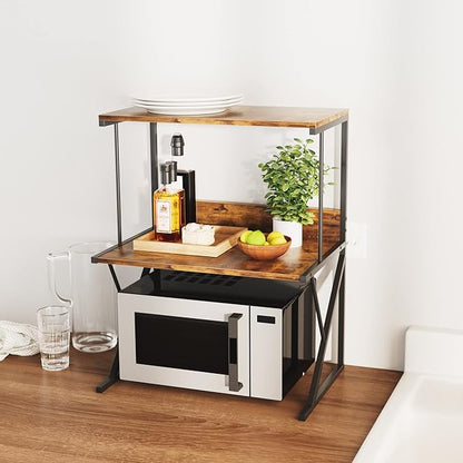 Printer StandAboxoo Printer Stand for Desk, Desktop Printer Shelf Large Printer Stands 3 Tiers Multi-Purpose Desk Office Organization Shelves for Home Office Printer Fax Book, Rustic Brown