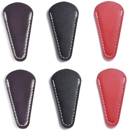 6 Pieces Scissors Sheath Safety Leather Scissors Cover Protector Colorful Sewing Scissor Sheath Portable Eyebrow Trimming Beauty Tool Protection Cover Collect Bags (Coffee, Red and Black)