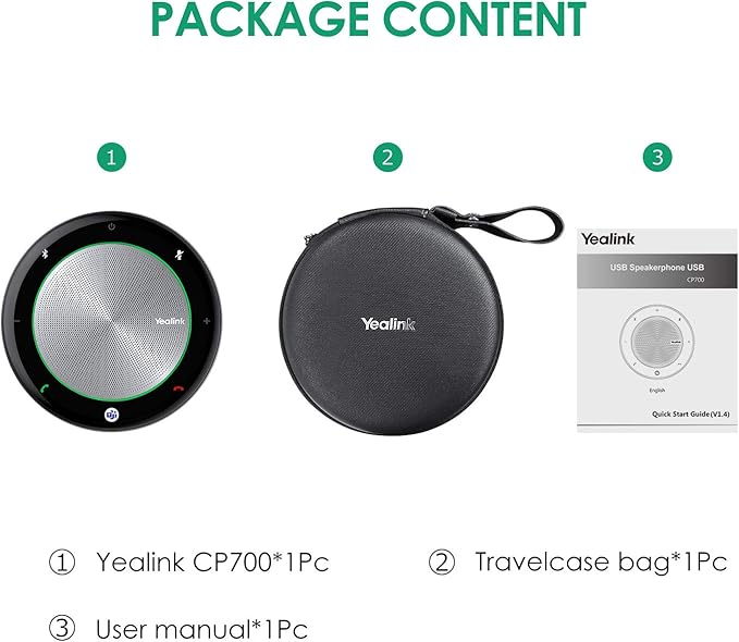 Yealink Bluetooth Speakerphone Conference Microphone Teams Certified CP700 USB Full Duplex Noise Reduction Algorithm Home Office 360° Voice Pickup (Package Without dongle)