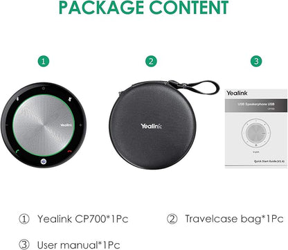 Yealink Bluetooth Speakerphone Conference Microphone Teams Certified CP700 USB Full Duplex Noise Reduction Algorithm Home Office 360° Voice Pickup (Package Without dongle)