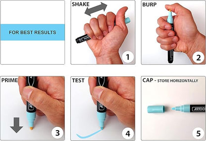 Acrylic Paint Pens 22 Blue & Purple Tones Assorted Pro Color Series Markers Set 0.7mm Extra Fine Tip for Rock Painting, Glass, Mugs, Wood, Metal, Canvas, Projects, Non Toxic, Waterbased, Quick Drying