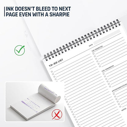 Of a Happy Kind To Do List Spiral Notepad 8.5x11 52 Sheets - Multiple Functional Sections - Daily Planner Notebook - Task Todo Checklist, Agenda Note Pad for Work