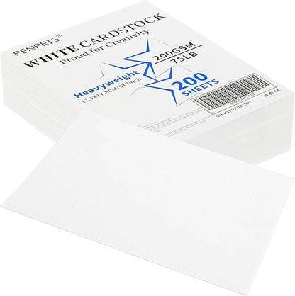 200 Sheets White Cards Blank - 5''x7'' White Card Stock 200gsm/75lb Thick Paper Cardstock, Heavy CardStock Blank for Wedding Invitations, Index Cards, Greeting, Note -PAP07200200