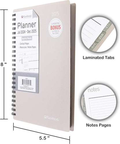 PlanAhead 2025 Planner - 8"x5.5" 18 Month Weekly & Monthly Academic Planner Notebook with Tabs - Spiral Calendar Agenda for School, Work & Office - No Color Selection Available, Chosen Randomly (Random 2025)