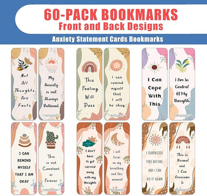 Creanoso Anxiety Statement Cards (10-Sets x 6 Cards) – Daily Inspirational Card Set – Interesting Book Page Clippers – Great Rewards for Adults and Professionals
