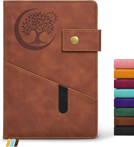 Blank Journal Notebook, A5 Hardcover Leather Sketchbook with 200 Pages Thick Blank Paper for Men Women, Unlined Drawing & Writing Journal, 5.9" x 8.4" Plain Notebook (dark brown)